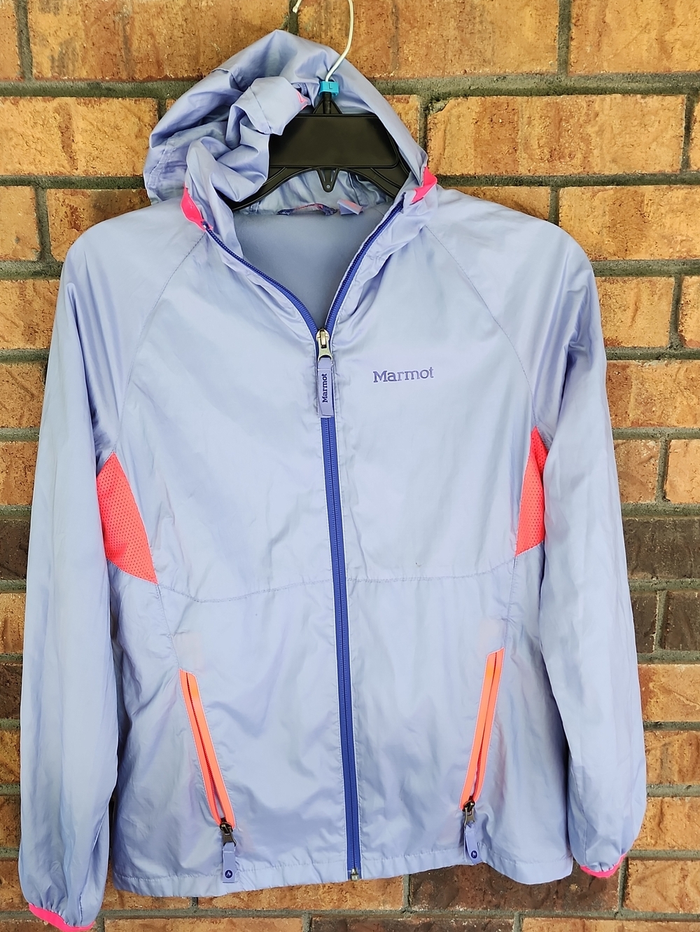 Marmot Lavender Girls' Rain Jacket with Neon Pink Accents